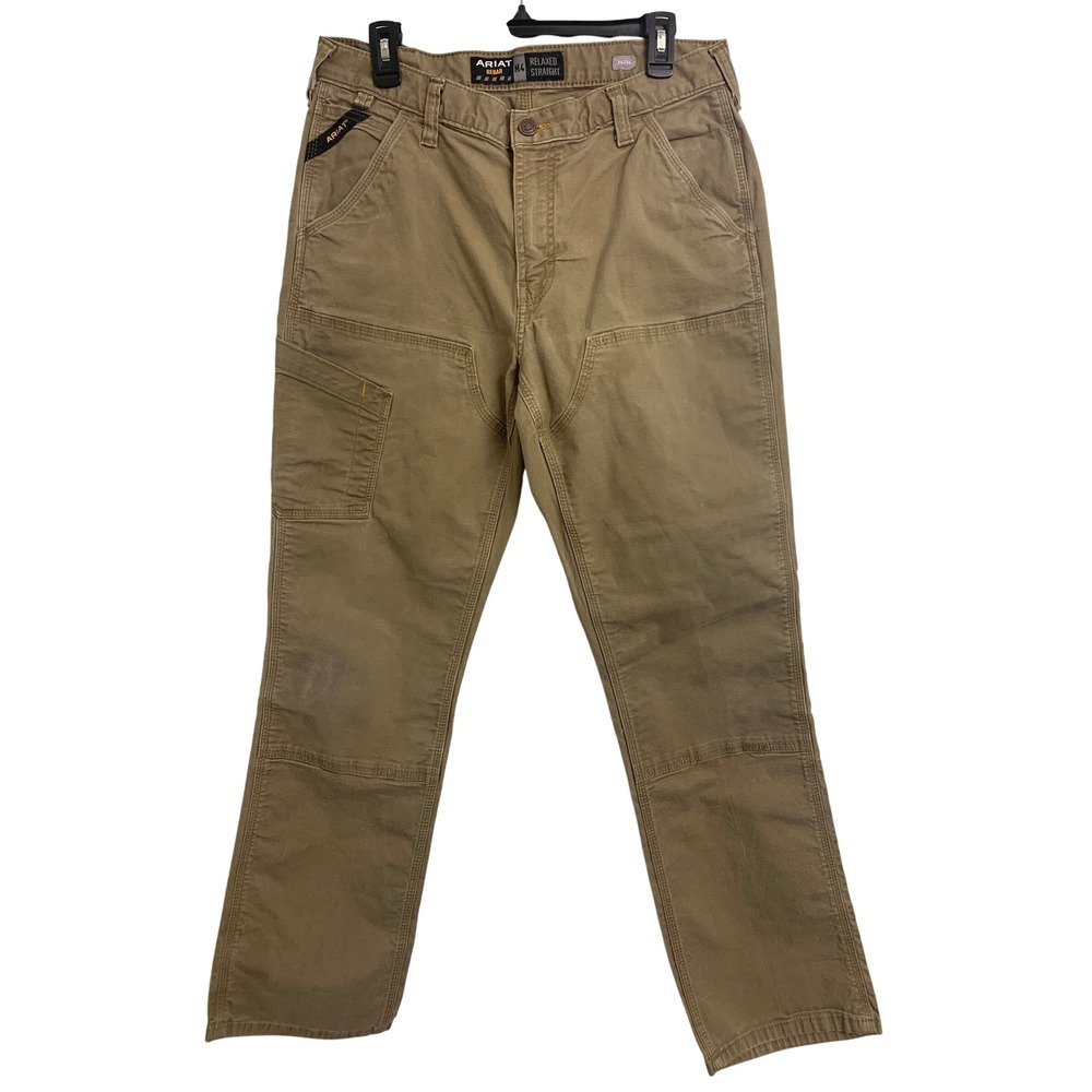 Ariat Rebar M4 Relaxed Straight Double Front Work Pants Khaki 34x34